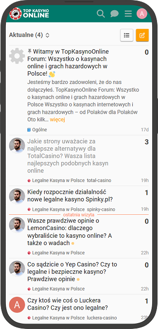 zrzut ekranu z nowego forum topkasynoonline